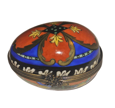 Snazzy Orange Blue Egg Horizon Limoges Box | Limoges Box