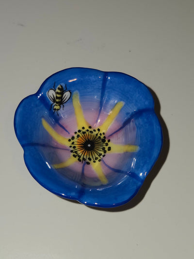 Large Blue Open Flower w Bee