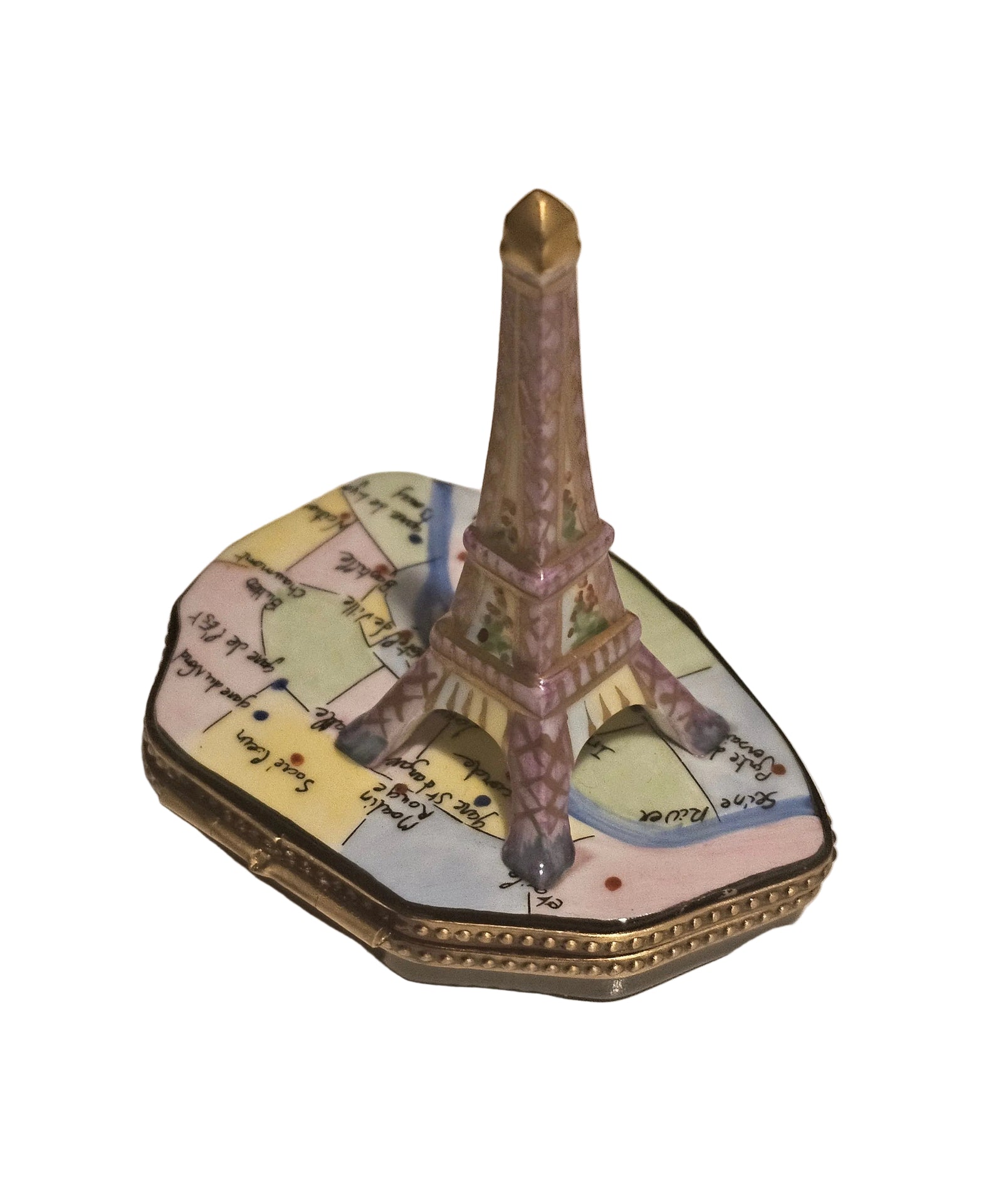 Eiffel Tower on Map France Limoges Box Authentic Limoges Box