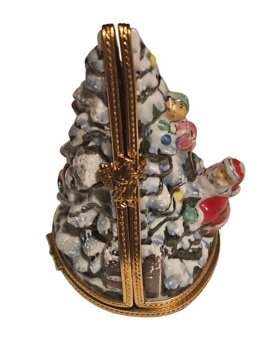 Rare Triple Hinged Christmas Tree Limoges Box Figurine) Authentic Limoges Box