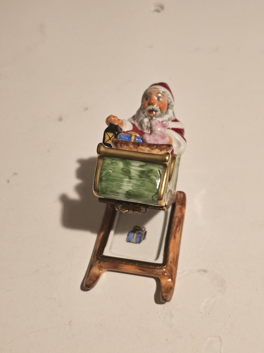 Santa in Sleigh Rochard Rare Authentic Limoges Box