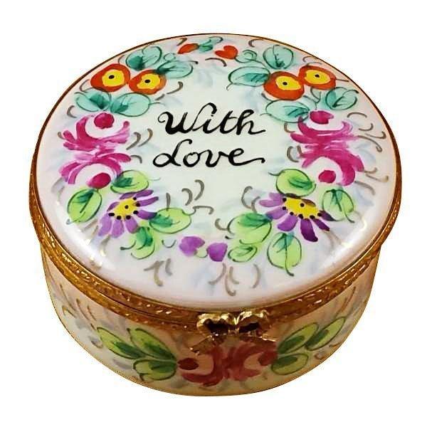 Round w Love Studio Collection Porcelain Limoges Valentine love traditional spcial occasions mother French Trinket Box