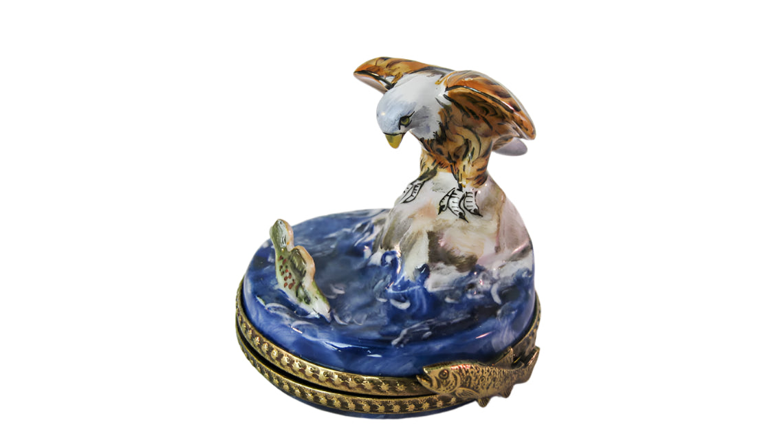 Eagle on Water Limoges Box Porcelain Limoges wild bird French Trinket Box