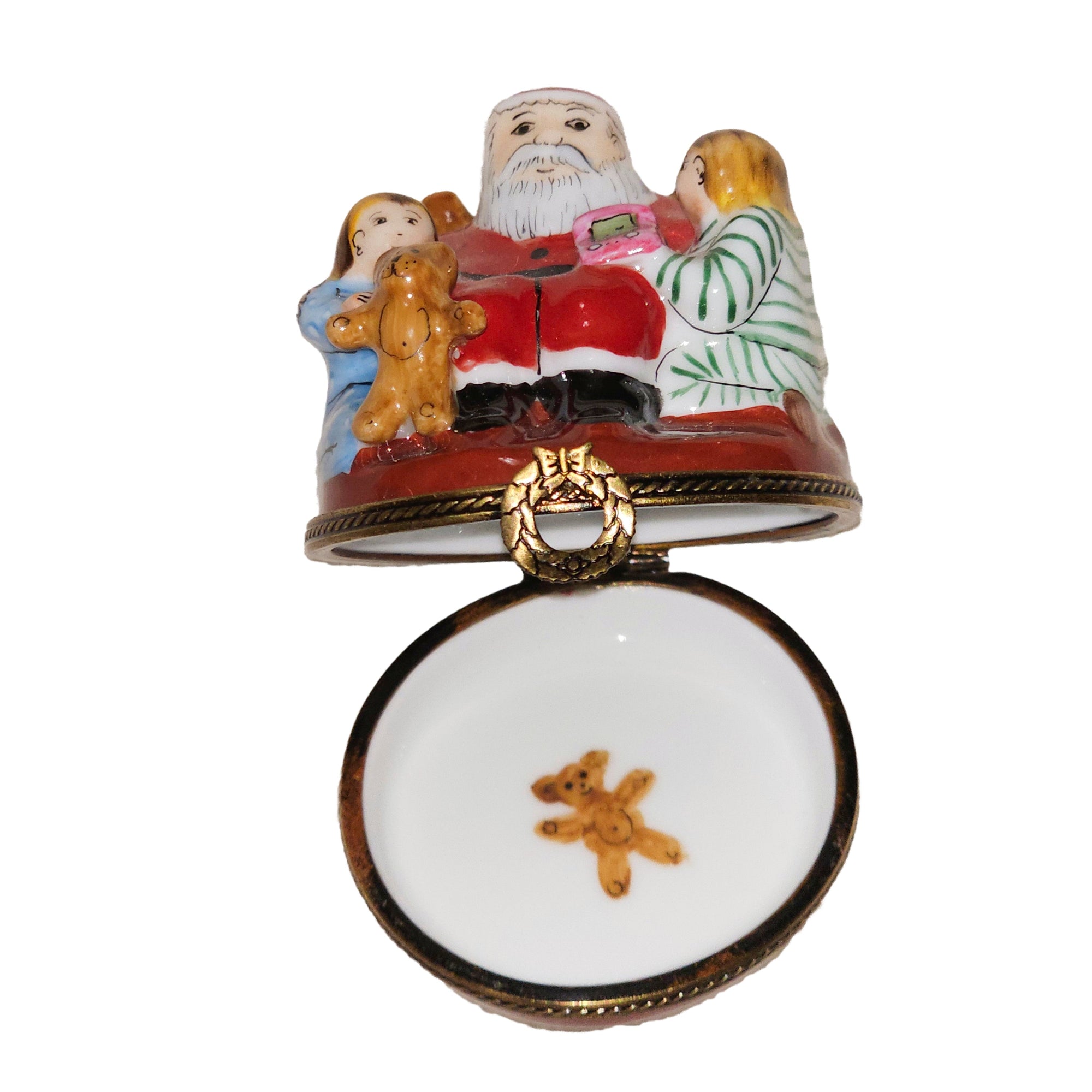 Santa Claus With Joyful Children Porcelain Limoges santa claus French Trinket Box