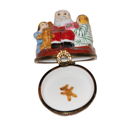 Santa Claus With Joyful Children Porcelain Limoges santa claus French Trinket Box