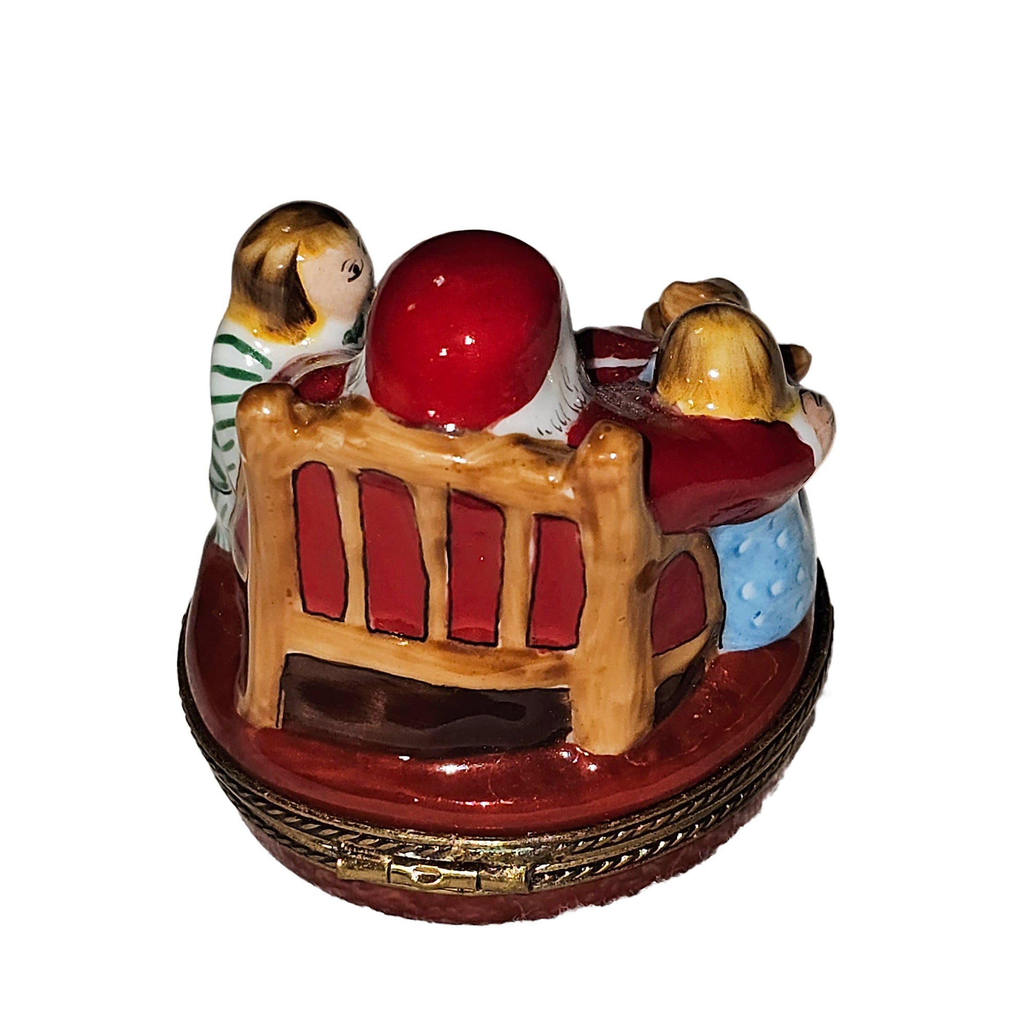 Santa Claus With Joyful Children Porcelain Limoges santa claus French Trinket Box