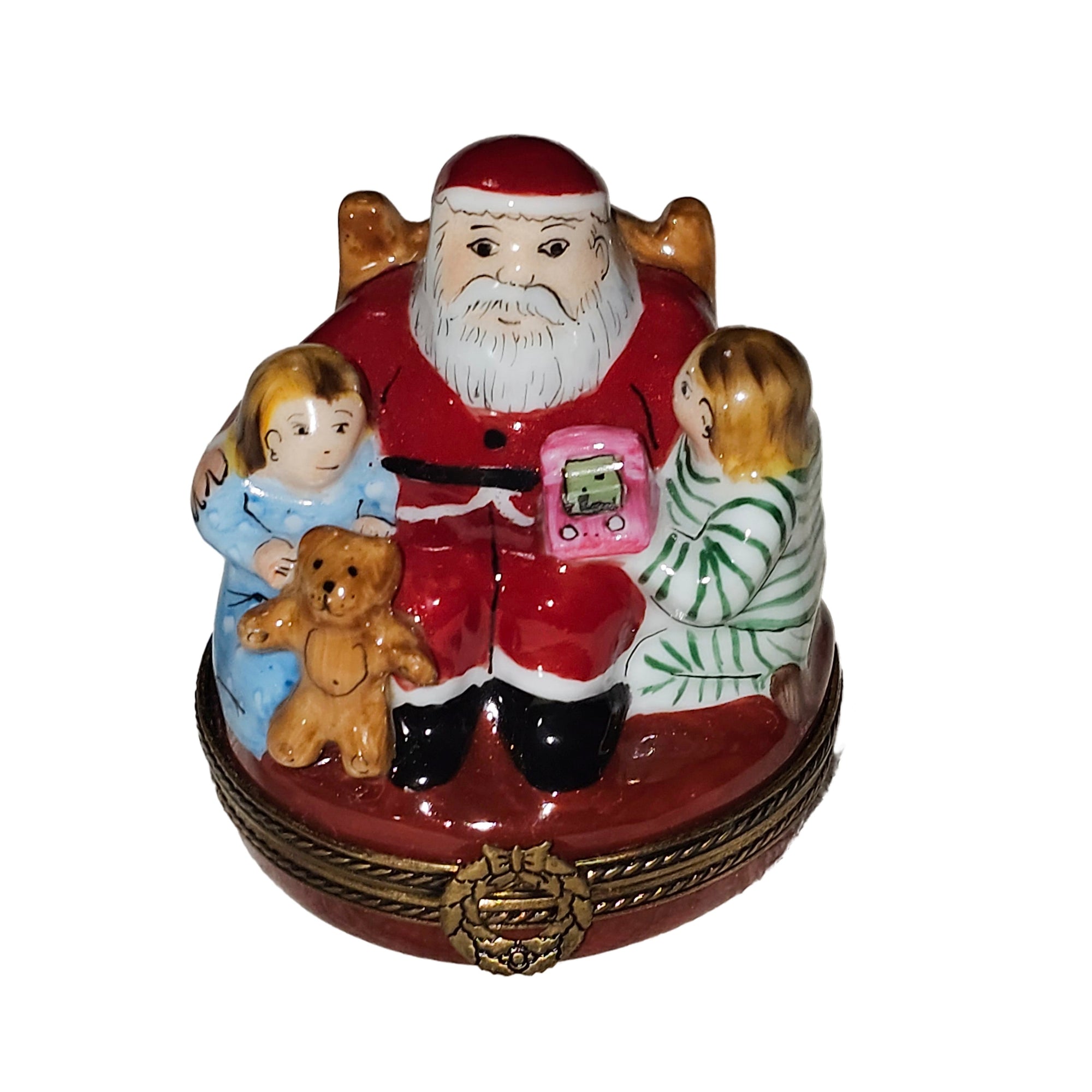 Santa Claus With Joyful Children Porcelain Limoges santa claus French Trinket Box