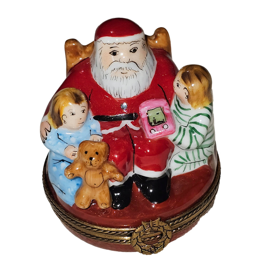Santa Claus With Joyful Children Porcelain Limoges santa claus French Trinket Box