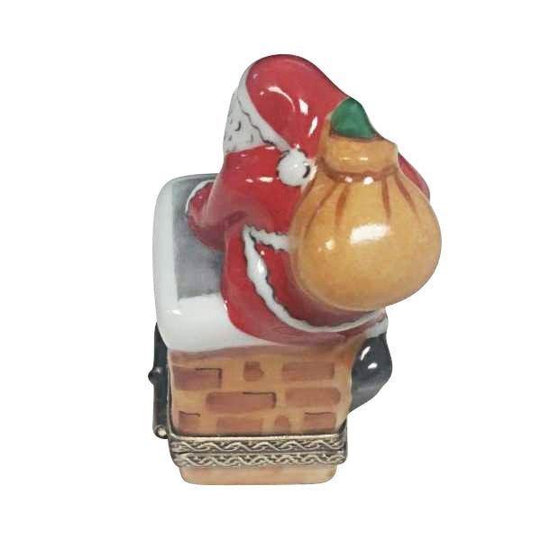 Santa on Roof Porcelain Limoges Santa French Trinket Box
