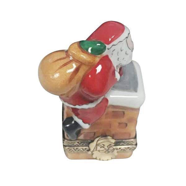 Santa on Roof Porcelain Limoges Santa French Trinket Box
