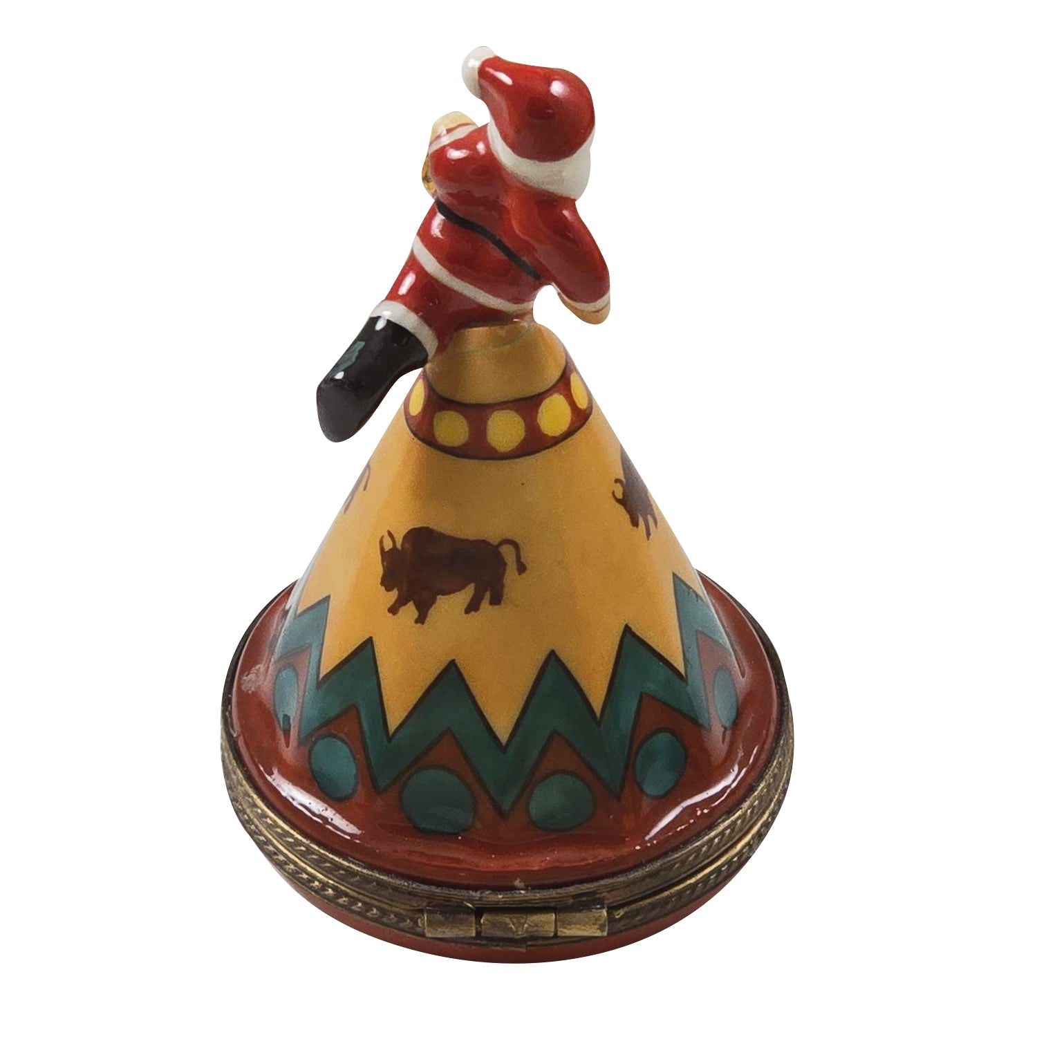 Santa on Tee Pee Porcelain Limoges Santa French Trinket Box