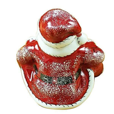 Santa Sitting with Gift Bag Porcelain Limoges Santa French Trinket Box
