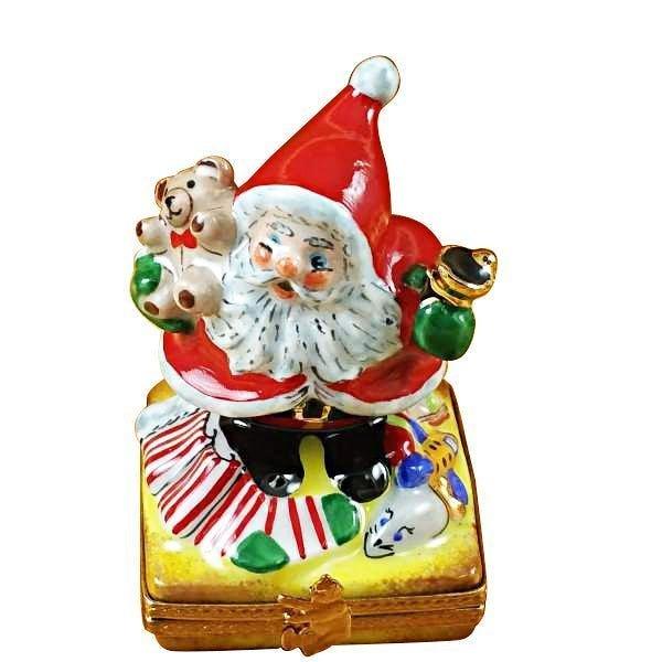 Santa with Bell Porcelain Limoges Santa French Trinket Box