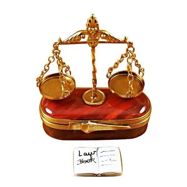 Scales of Justice Porcelain Limoges professional French Trinket Box