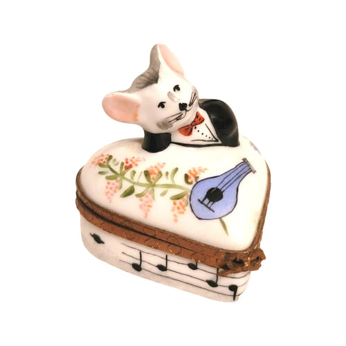 Serenade Musial Love Mouse Dating on Heart Limoges Trinket Box - Limoges Box Boutique