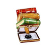 Shakespeare Stack of Book with Inkwell and Brass Feather Porcelain Limoges fine art books limoges boxes French Trinket Box