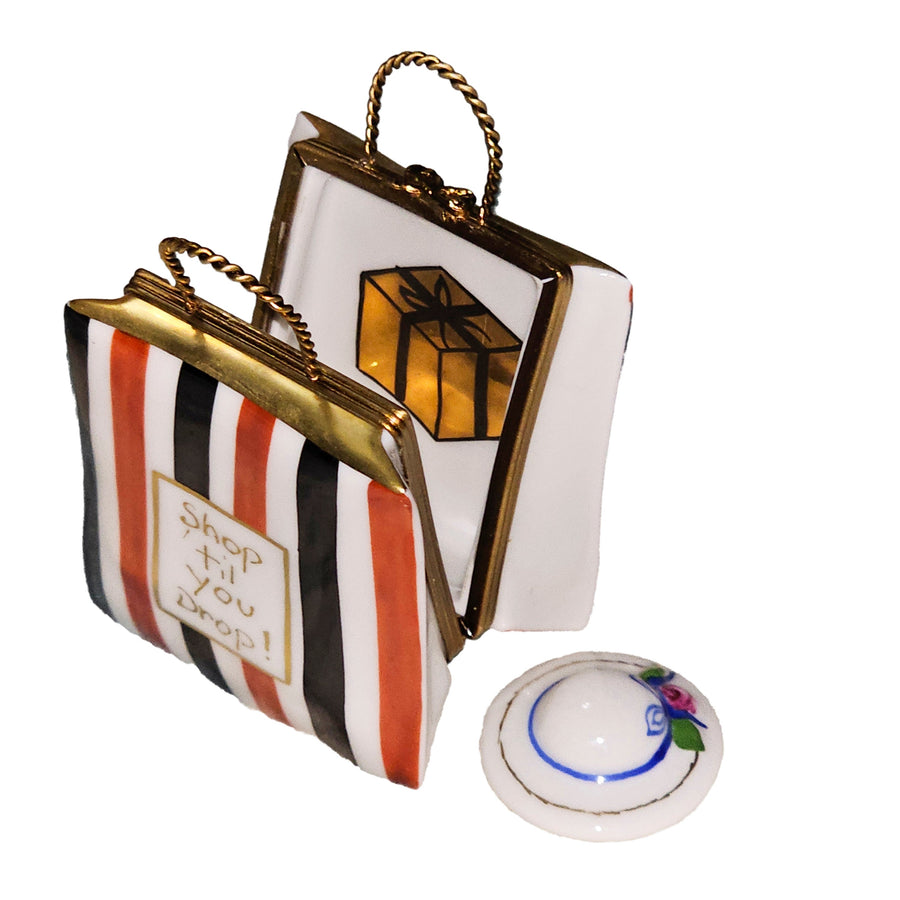 Shopping Delight Limoges Box Porcelain Limoges purse bag French Trinket Box