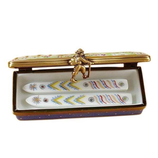 Ski with Skis Porcelain Limoges sports French Trinket Box