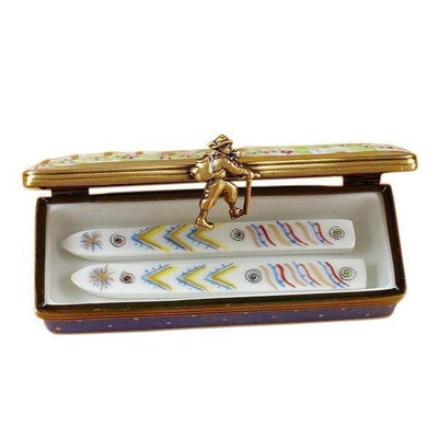 Ski with Skis Porcelain Limoges sports French Trinket Box