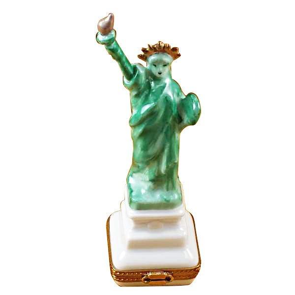 Statue of Liberty - White Base Porcelain Limoges monuments united states French Trinket Box
