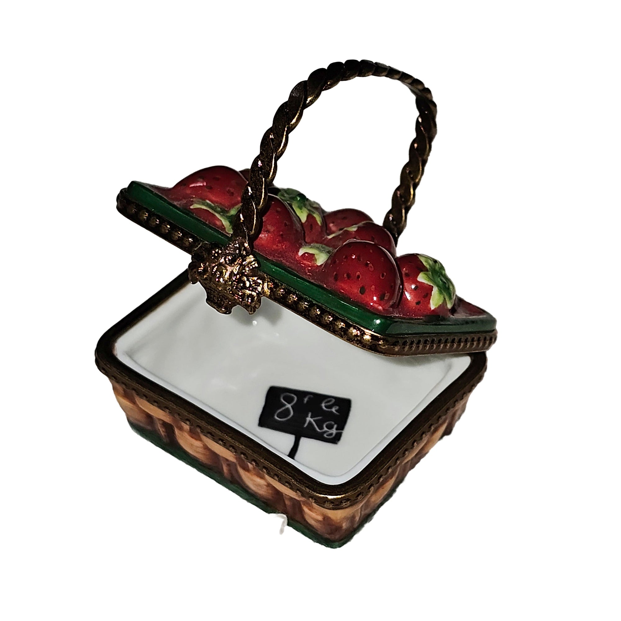 Strawberry Basket Delight Porcelain Limoges Fruit Basket French Trinket Box