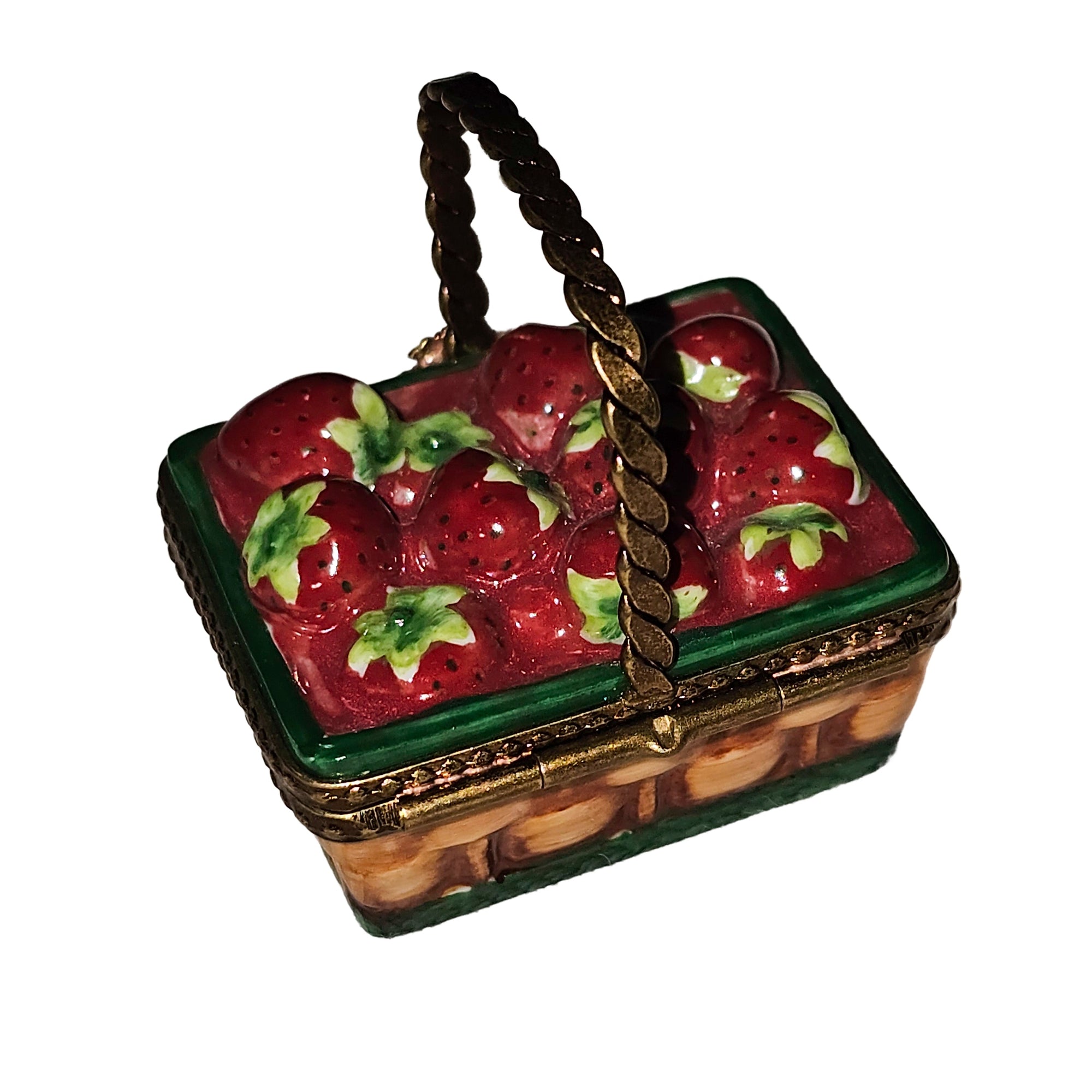 Strawberry Basket Delight Porcelain Limoges Fruit Basket French Trinket Box