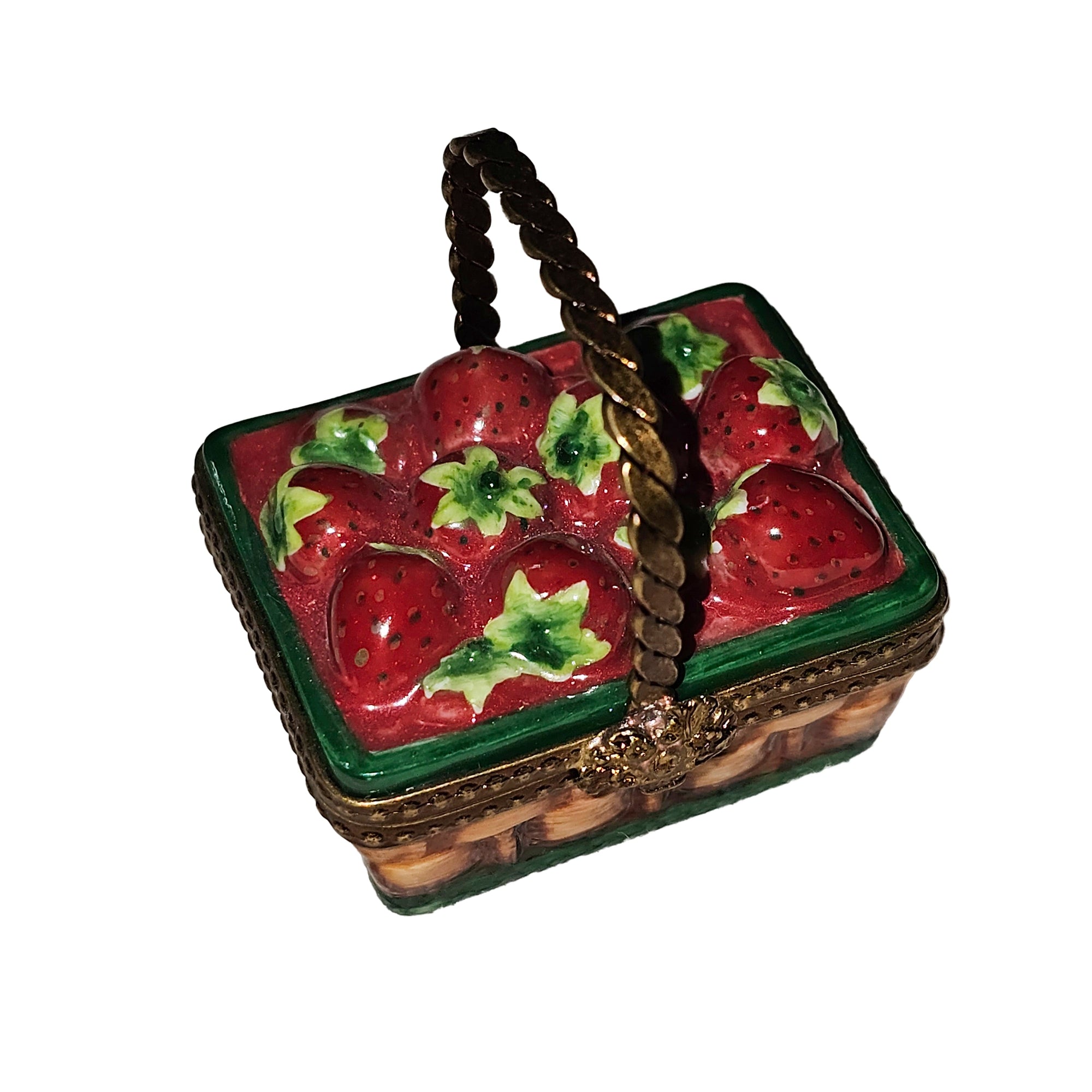 Strawberry Basket Delight Porcelain Limoges Fruit Basket French Trinket Box