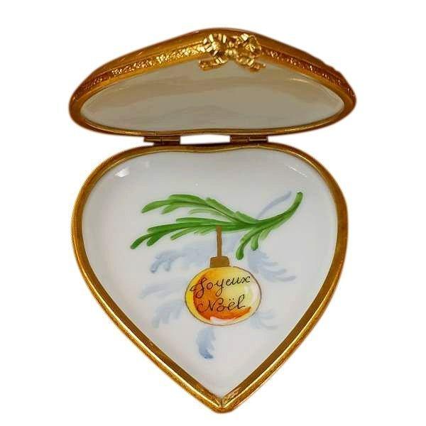 Studio Collection - Heart Little Girl Christmas Tree and Dog Porcelain Limoges xmas theme santa French Trinket Box