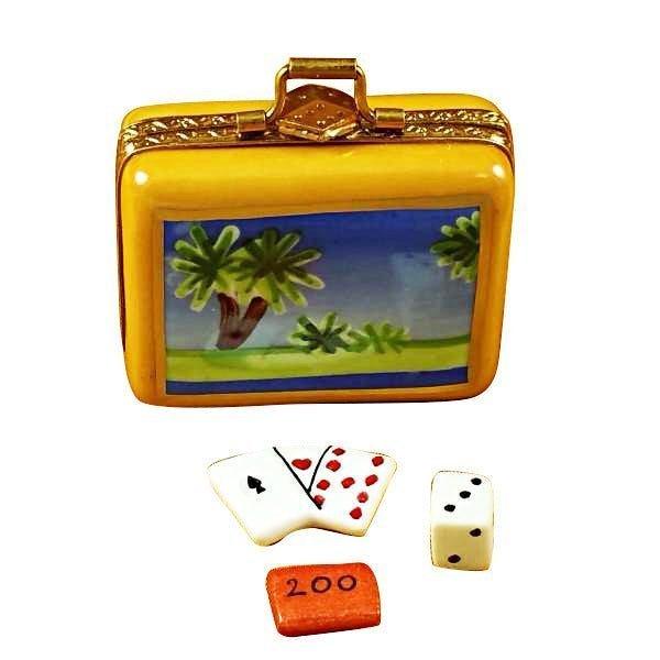 Suitcase Welcome to Las Vegas Porcelain Limoges games French Trinket Box