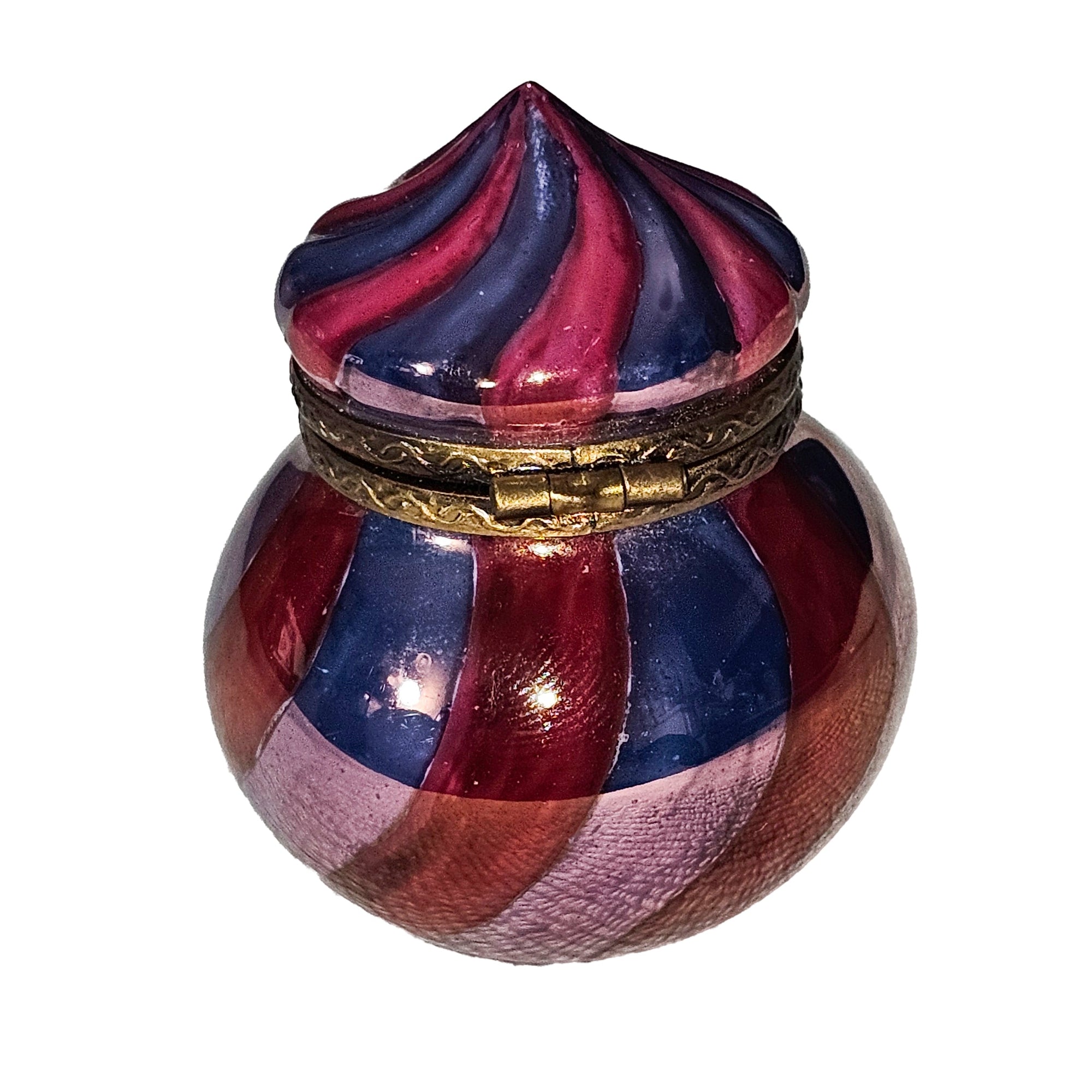 Swirl Pink Gold Limoges Box Porcelain Limoges traditional xmas christmas theme French Trinket Box