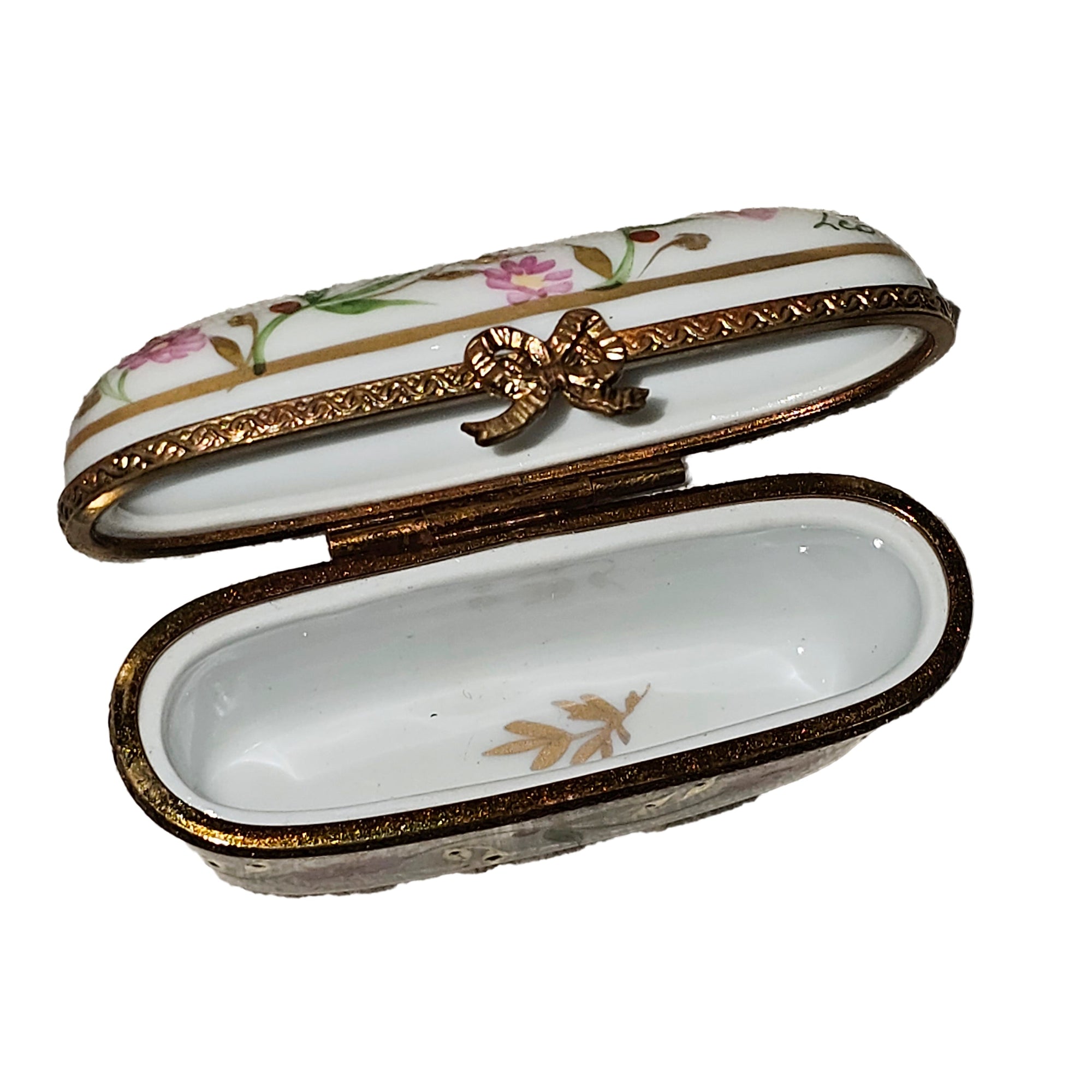 Tall Pink Floral Limoges Box Porcelain Limoges traditional French Trinket Box