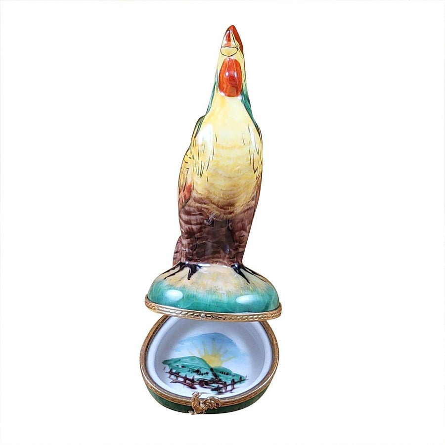 Tall Rooster Porcelain Limoges farm bird French Trinket Box
