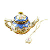 Teapot Blue Scales with Tea Porcelain Limoges China French Trinket Box
