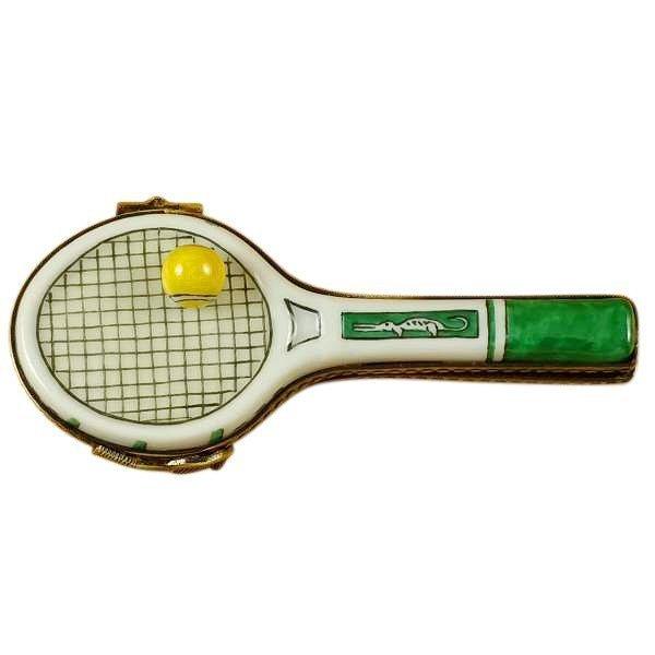 Green Tennis Racquet Porcelain Limoges sports limoges boxes French Trinket Box