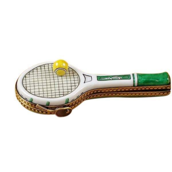 Green Tennis Racquet Porcelain Limoges sports limoges boxes French Trinket Box