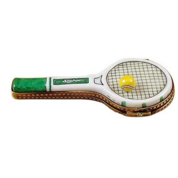 Green Tennis Racquet Porcelain Limoges sports limoges boxes French Trinket Box