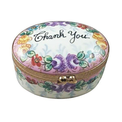 Thank You Oval Porcelain Limoges special occasions French Trinket Box