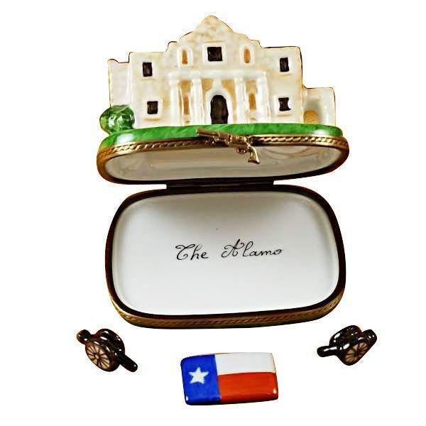 The Alamo with Cannons and Texas Flag Porcelain Limoges united states monuments French Trinket Box