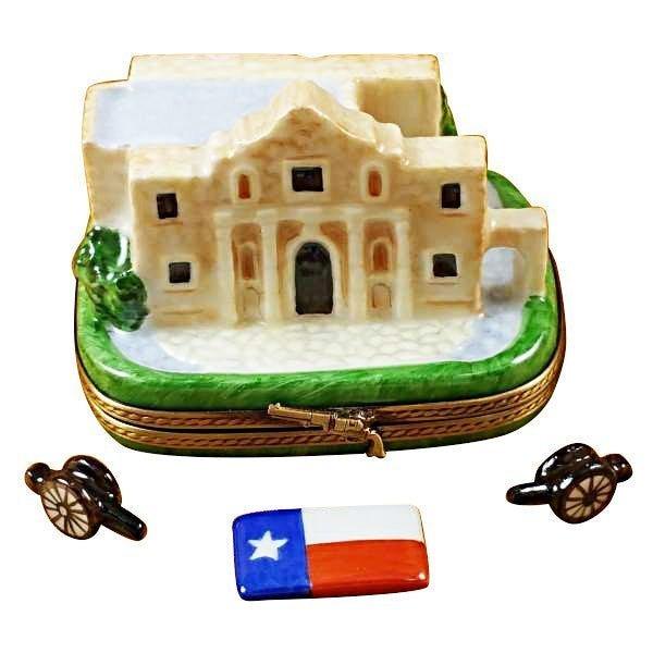 The Alamo with Cannons and Texas Flag Porcelain Limoges united states monuments French Trinket Box