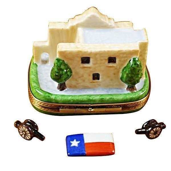 The Alamo with Cannons and Texas Flag Porcelain Limoges united states monuments French Trinket Box
