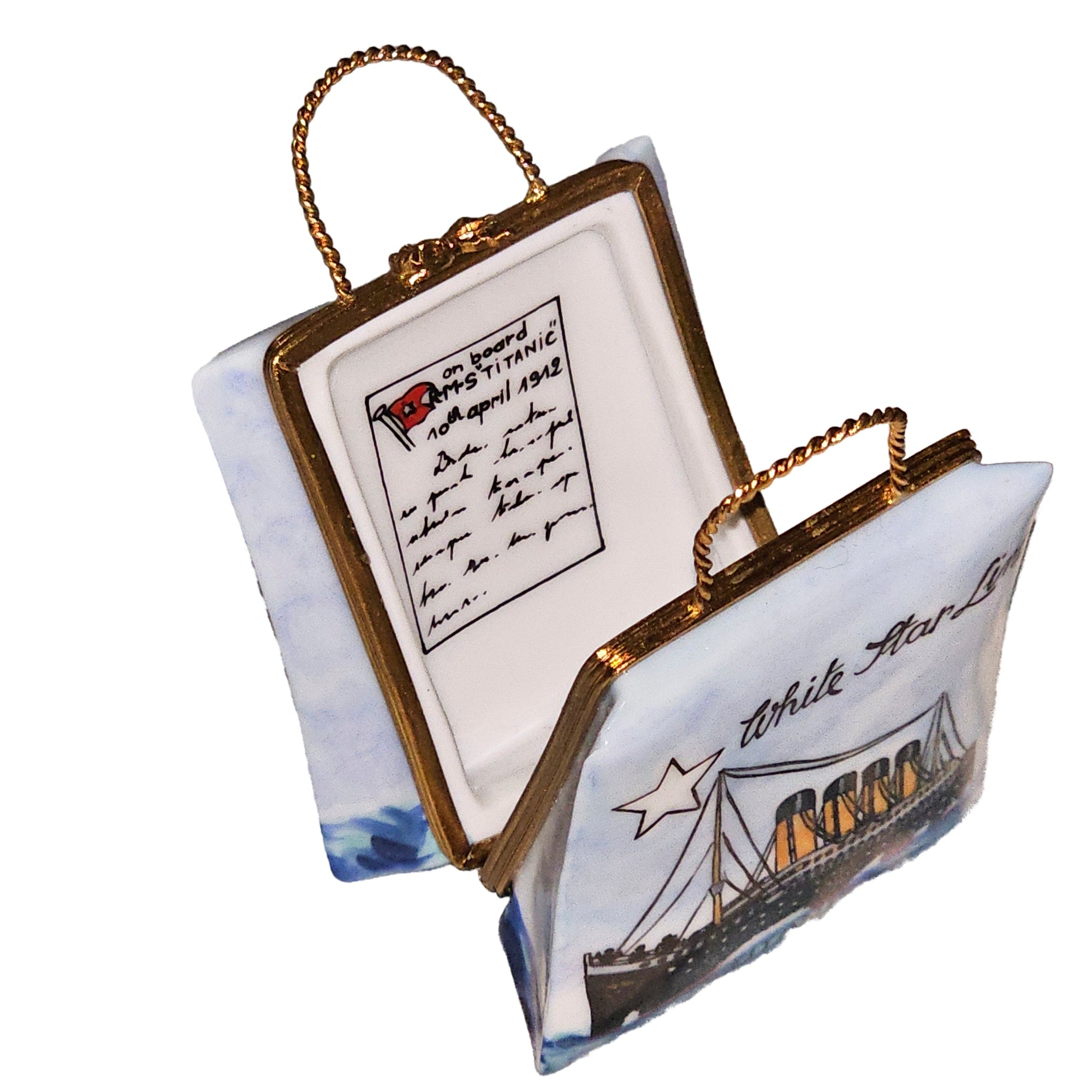 Titanic Voyage Shopping Bag Porcelain Limoges bag purse travel French Trinket Box