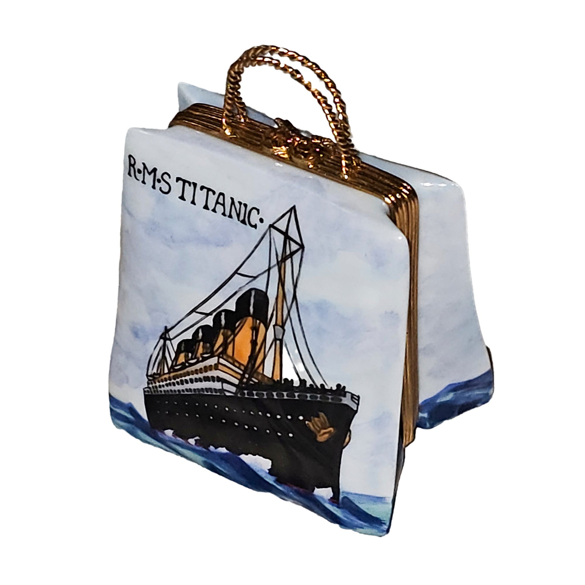 Titanic Voyage Shopping Bag Porcelain Limoges bag purse travel French Trinket Box
