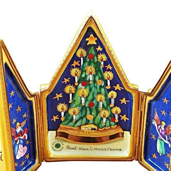 Triptych Christmas Tree Porcelain Limoges xmas christmas tree French Trinket Box
