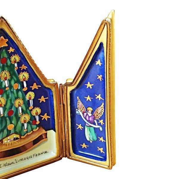 Triptych Christmas Tree Porcelain Limoges xmas christmas tree French Trinket Box