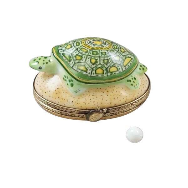 Turtle on Sand with Removable Egg Porcelain Limoges turtle frogs French Trinket Box