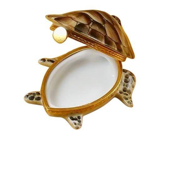 Turtle with Baby Figurine Porcelain Limoges ocean fish turtle frog French Trinket Box