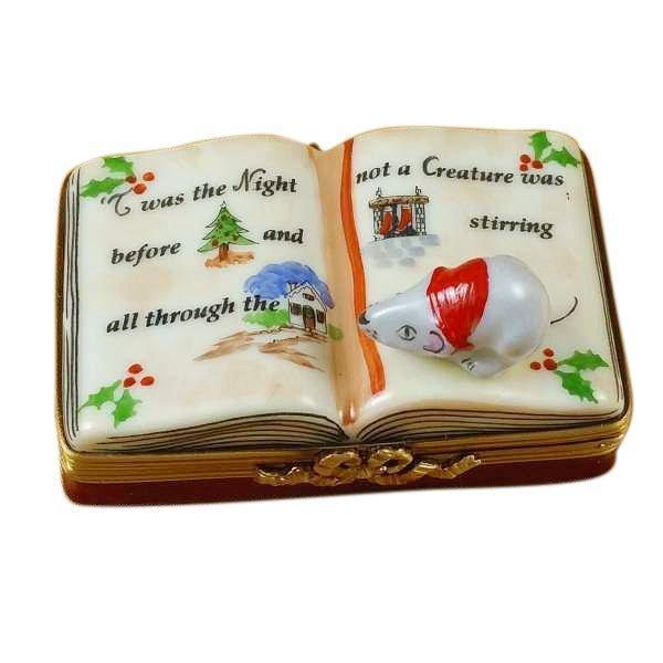 Twas the Night Before Christmas Book Porcelain Limoges xmas theme santa French Trinket Box