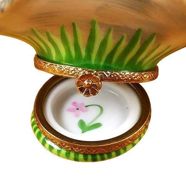 Two Cats in Basket Porcelain Limoges Cat French Trinket Box