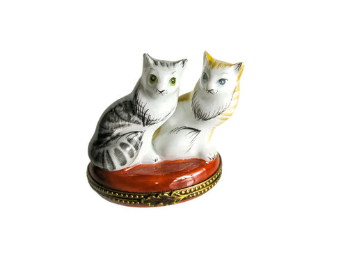 Charming Cats Limoges Box for Cat Lovers Porcelain Limoges cat French Trinket Box