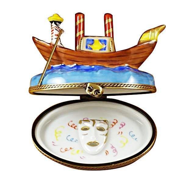 Venice Gondola Porcelain Limoges travel vehicles valentine French Trinket Box